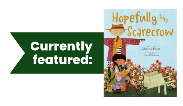 DPL Storywalk banner the cover of a book called hopfully a scarecrow with text reading currently featured