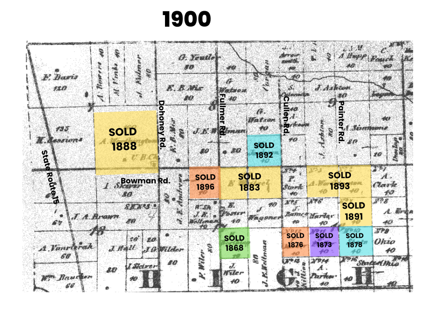 Aerial Map of Archbold Worthington's Highland Township property in 1900