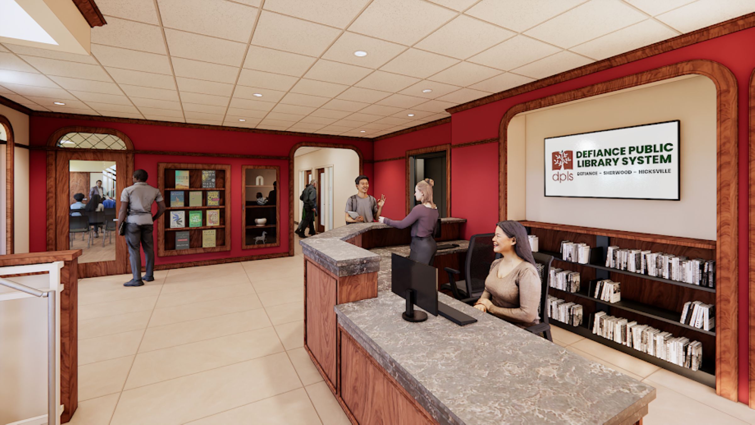 Lobby_Resized An achitectural rendering of the lobby of the proposed library annex.