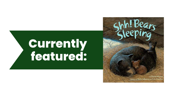 A photo of the cover of Shh! Bears are Sleeping by David Martin, with a large bear and two small bears sleeping.